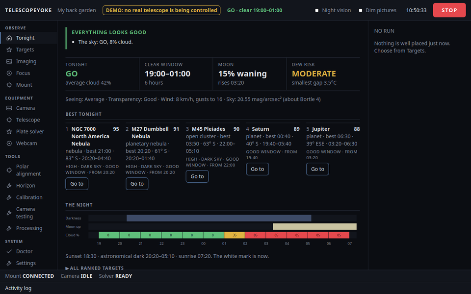 The Tonight screen